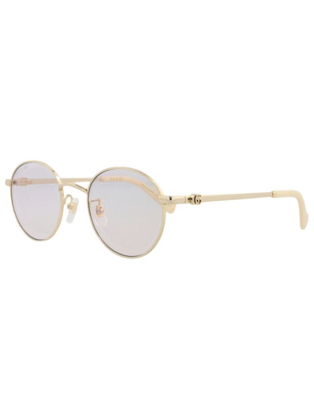 New Gucci Women's Sunglasses Round Oval Metal Frame Gold Gold Transparent